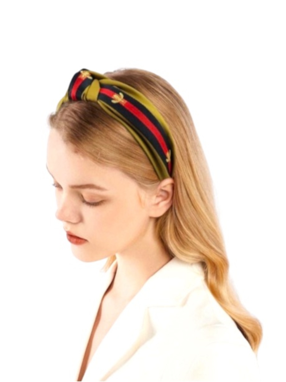 LUXURY➕Classic Stripe Bee Embellished Knotted Headband
